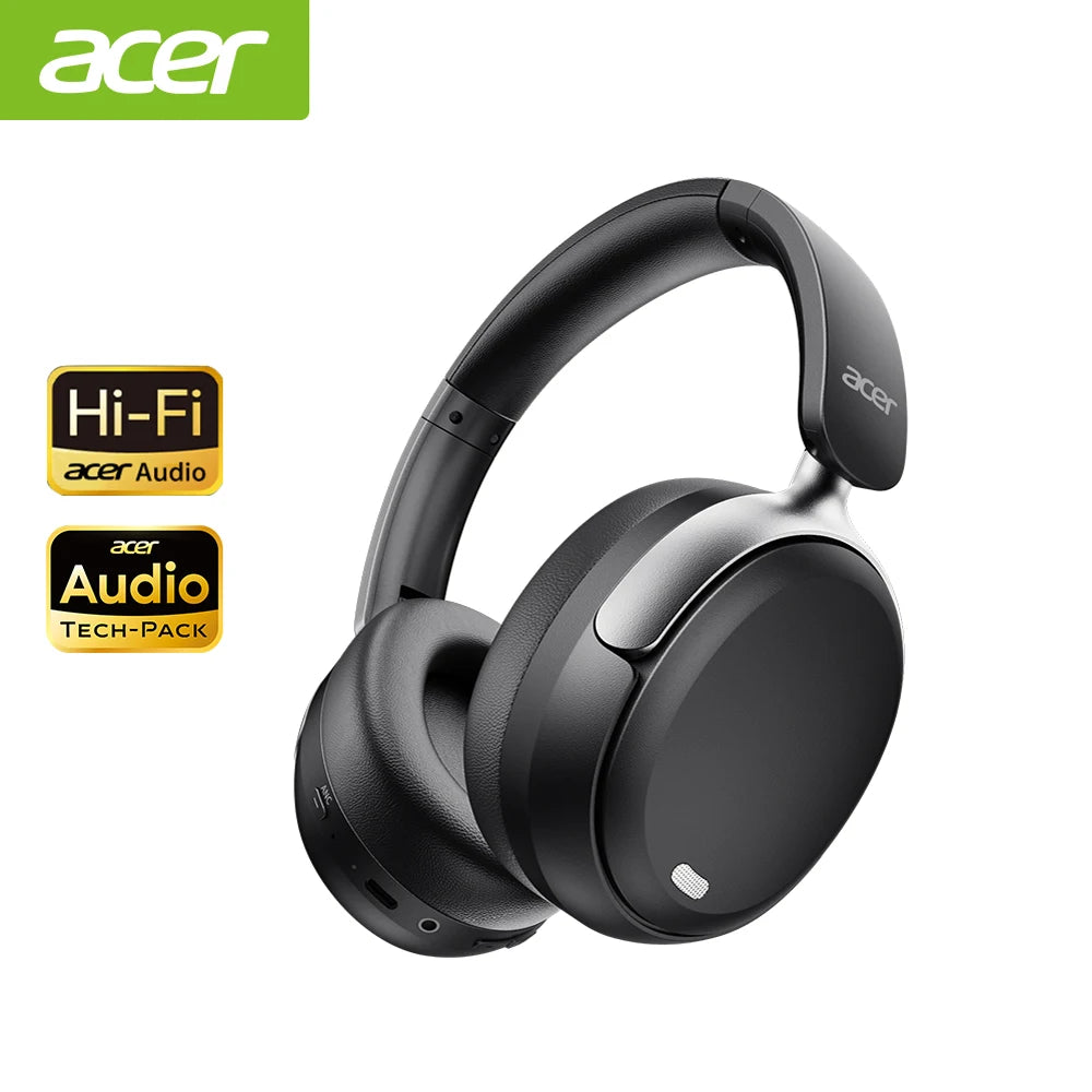 Acer OHR516 ANC Wireless Bluetooth 5.4 Headphones 48dB ANC Headsets 40mm Dynamic Driver 100H Playtime with LDAC Earphones