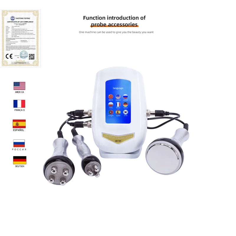 3 In 1 Beauty Body Slimming Massager Cavitation Machine Multi-Functional Device Face Body Tightening Lifting Spa Skincare Tool （