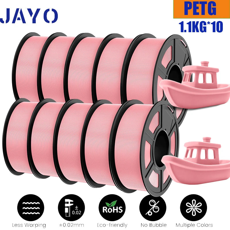 JAYO 10Rolls petg Filament 175mm 3d printing no bubbles no drawing smooth multiple colors optional for 3D printing 1.1kg/1roll