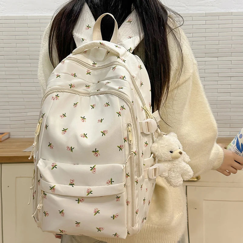 Cute Backpack Girls Fashion School Bag Large Capacity Student School Bag Portable Travel Storage Bag for Kids Beach Bag