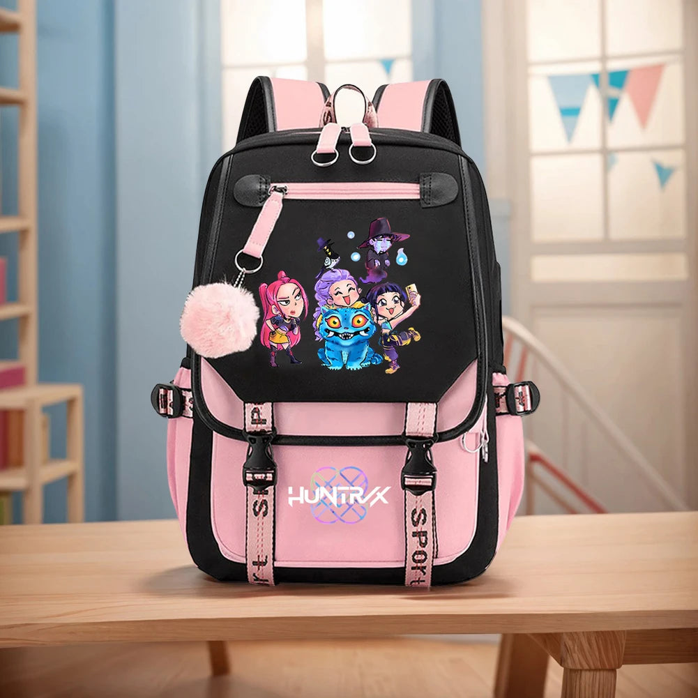 KPop Demon Hunters Backpack Demon Slayer Backpack Up To 20L Durable Waterproof Travel Backpack For Boys Girl Fan Peripheral Gift