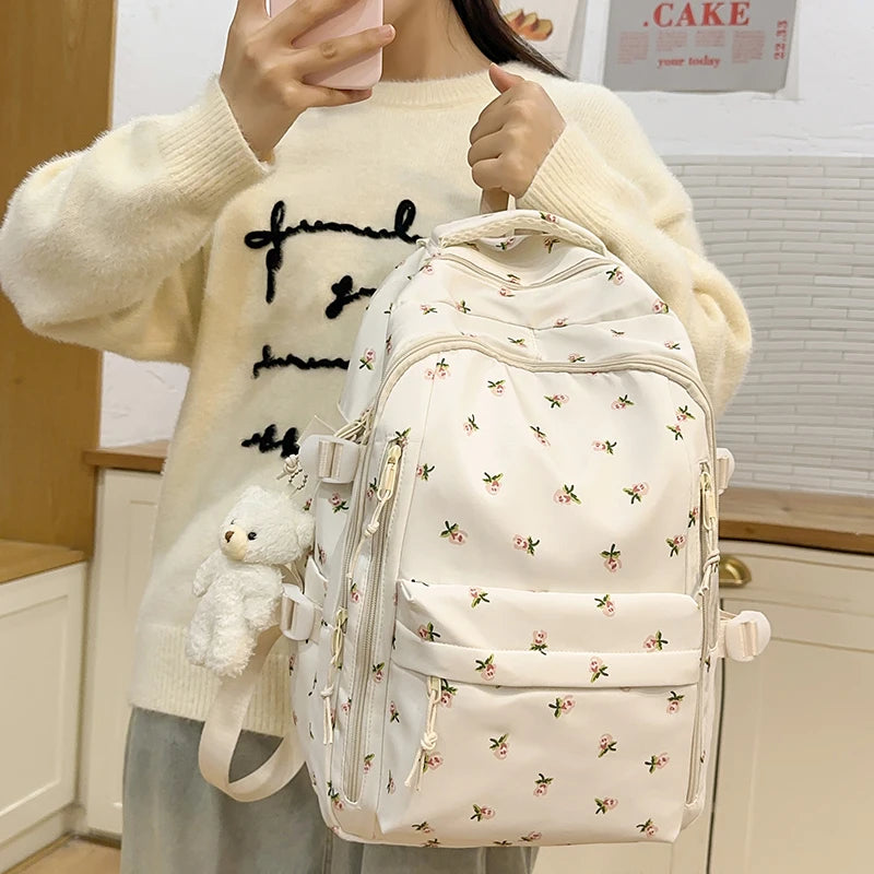 Cute Backpack Girls Fashion School Bag Large Capacity Student School Bag Portable Travel Storage Bag for Kids Beach Bag