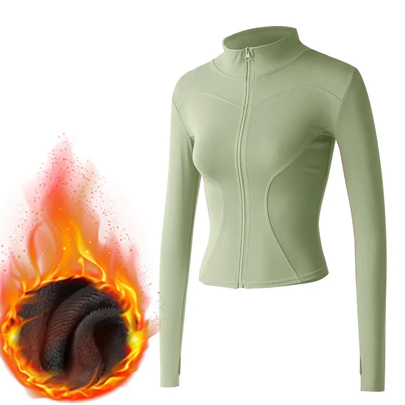 MXLLINA Winter Thermal Riding Horse Jacket Women Zipper Equestrian Coat Velvet Plush Thickened Sport Long Sleeve Top Clothing