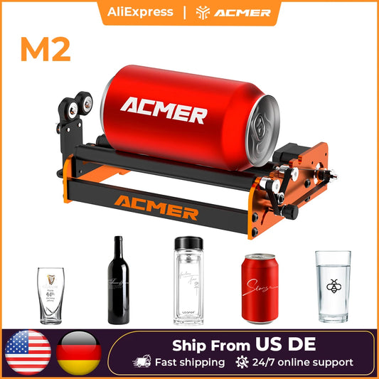 ACMER M2 Laser Rotary Roller Laser Engraver Y-axis Rotary Roller For Laser Cutting Machines Engraving Cylindrical Objects Cans