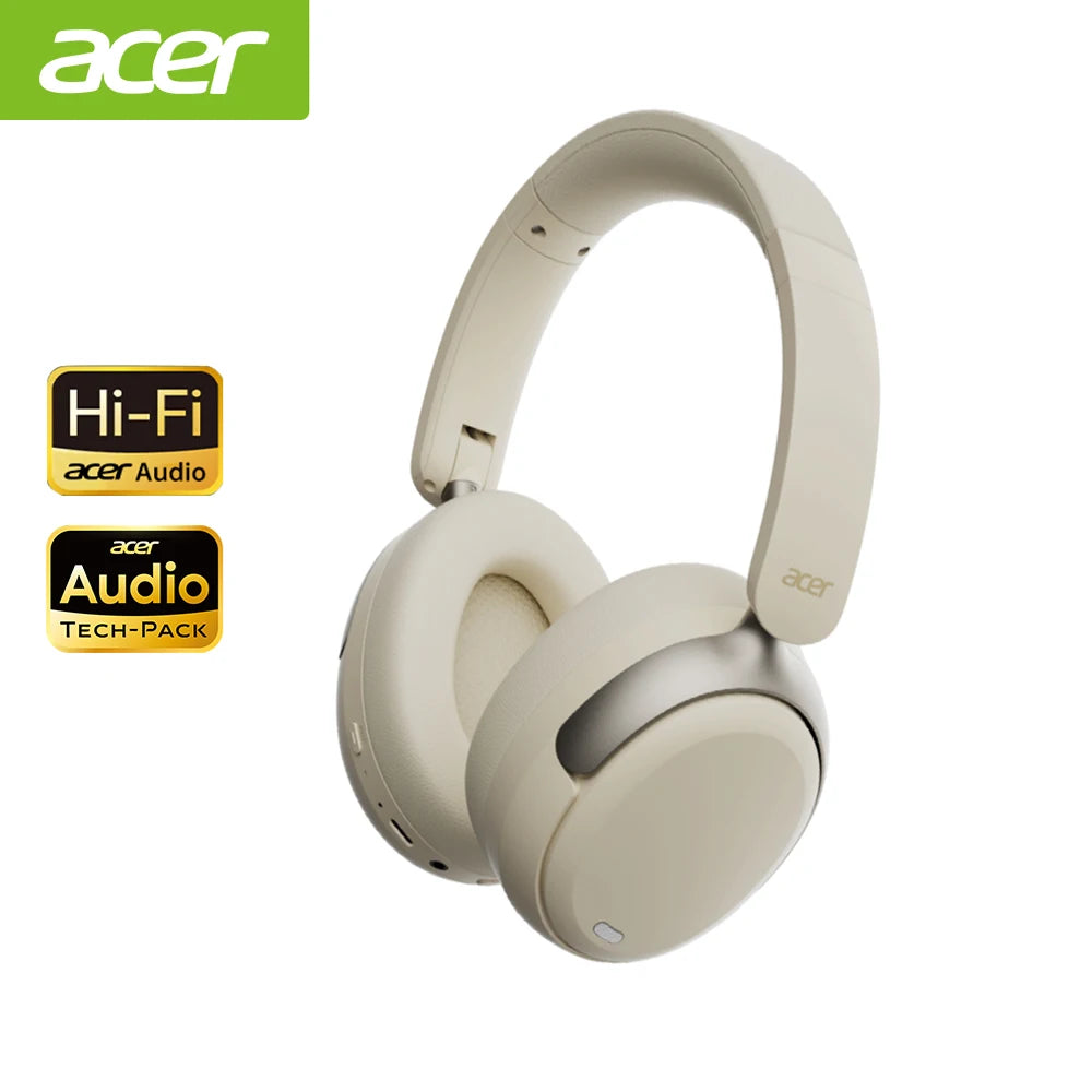 Acer OHR516 ANC Wireless Bluetooth 5.4 Headphones 48dB ANC Headsets 40mm Dynamic Driver 100H Playtime with LDAC Earphones