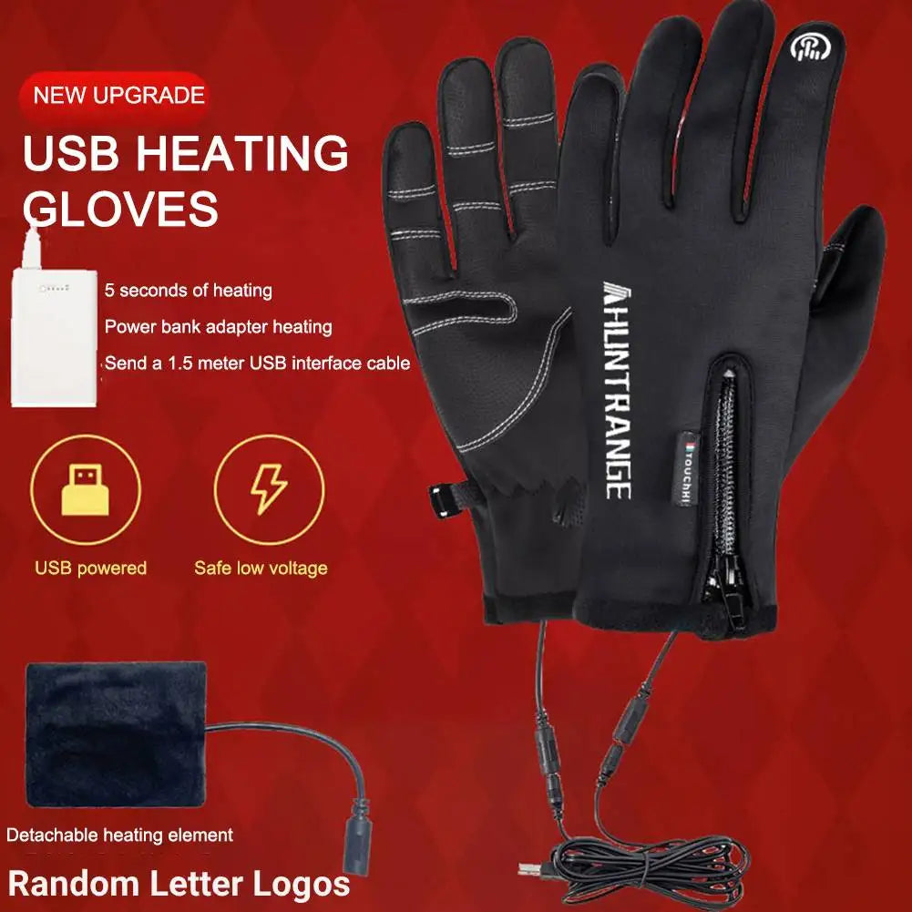 USB Touch Screen Gloves Electric Heated Hand Warmer Winter Warm Heated Motorcycle Gloves for Cycling Running Driving Hiking Walk