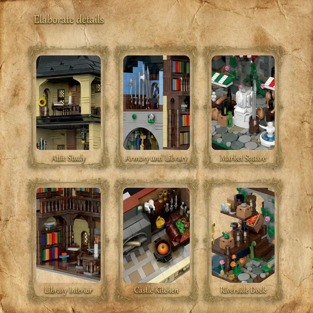 3867PCS Medieval Europe Towns Buildings Blocks Streetview Village Modular Architecture Model Kit Assembly Toy Gift for Kid Adult