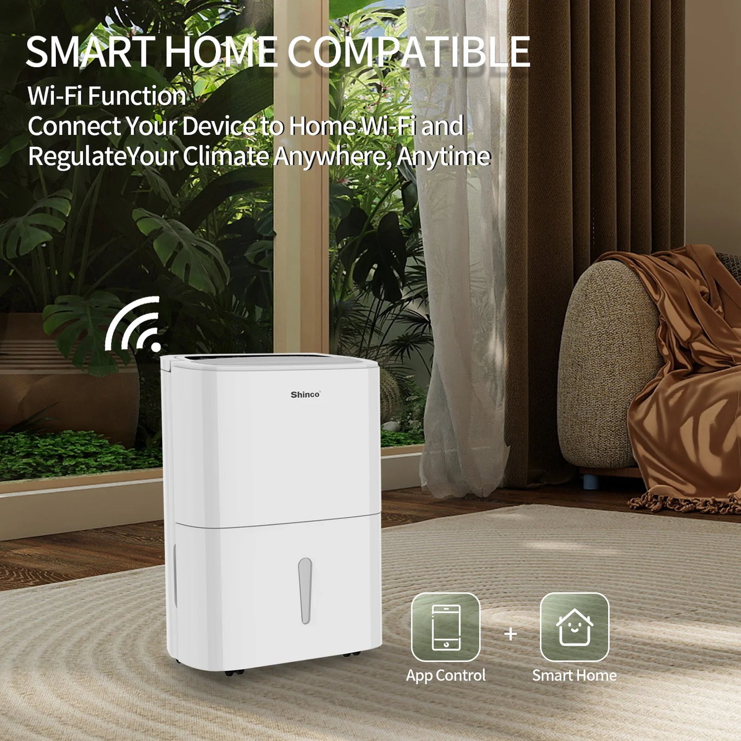 Shinco 150 Pints Energy Star Dehumidifier with WIFI for Large Spaces up to 7,000 Sq.Ft Built-in Pump, 1.85 Gallon Water Tank