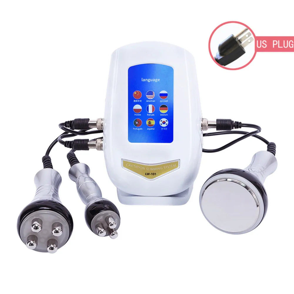 3 In 1 Beauty Body Slimming Massager Cavitation Machine Multi-Functional Device Face Body Tightening Lifting Spa Skincare Tool （