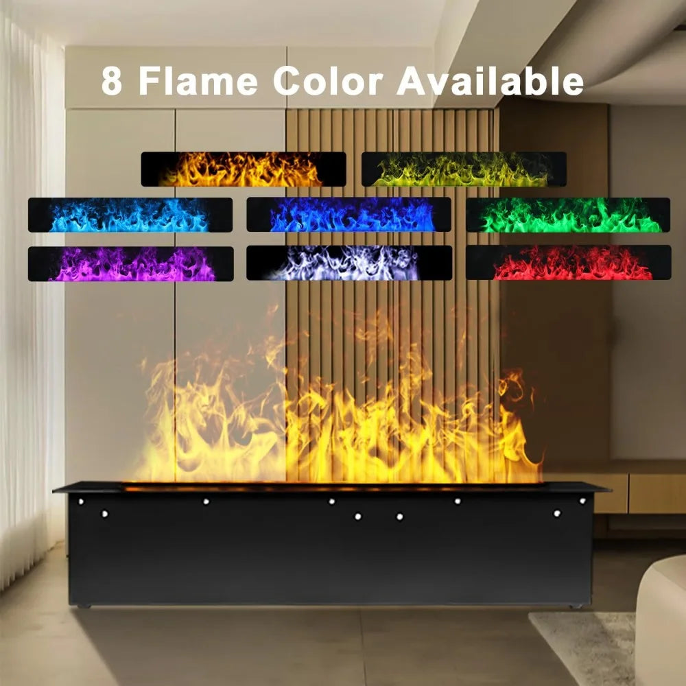Electric Fireplace 3D Water Vapor Fireplace, Humidifier Realistic Flame Atomized Recessed Steam Fireplace Automatic Water Inlet/
