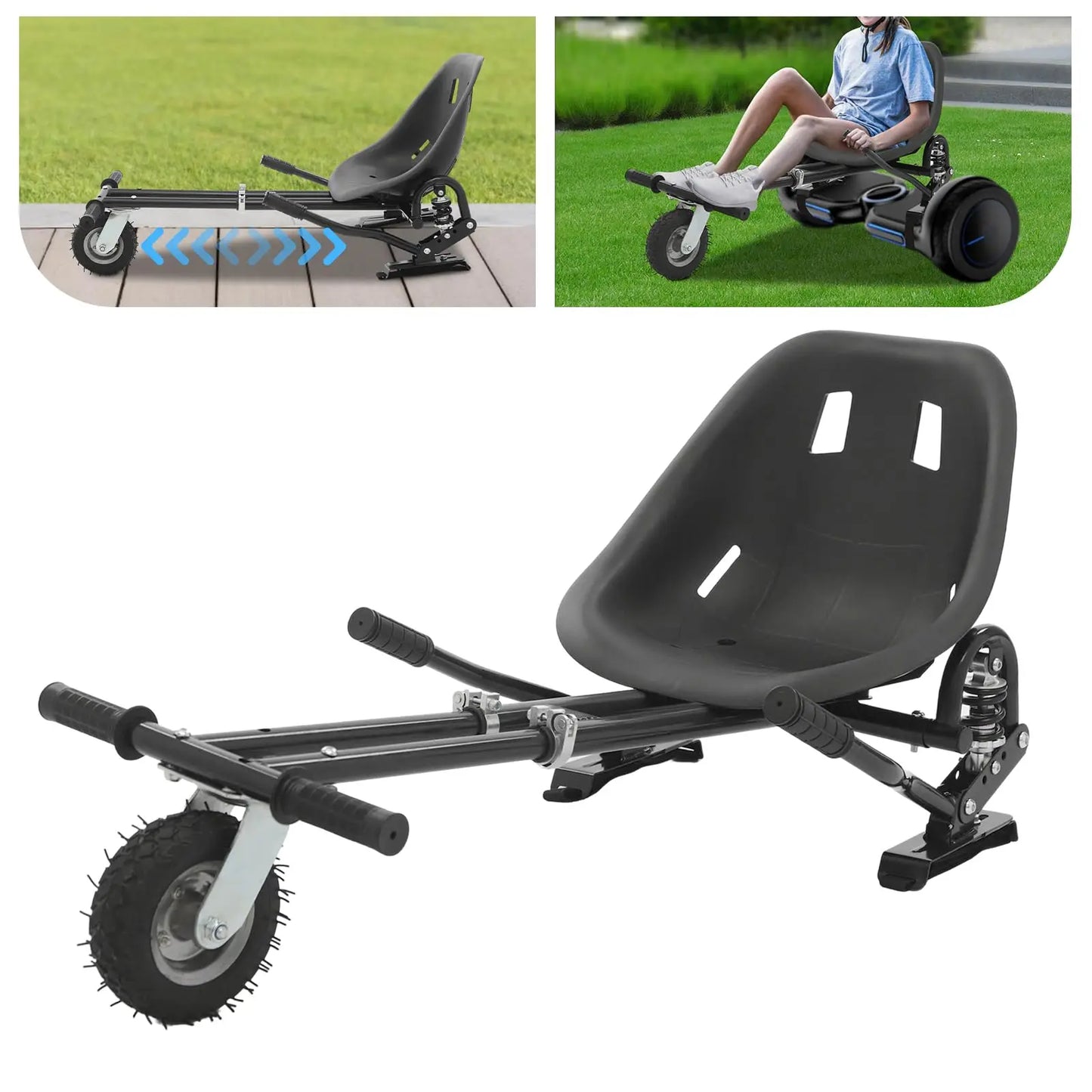 Woqlibe Hoverboard Go Kart Seat Attachment with Dual Shock Absorber, Bearing 220
