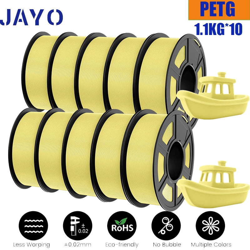 JAYO 10Rolls petg Filament 175mm 3d printing no bubbles no drawing smooth multiple colors optional for 3D printing 1.1kg/1roll
