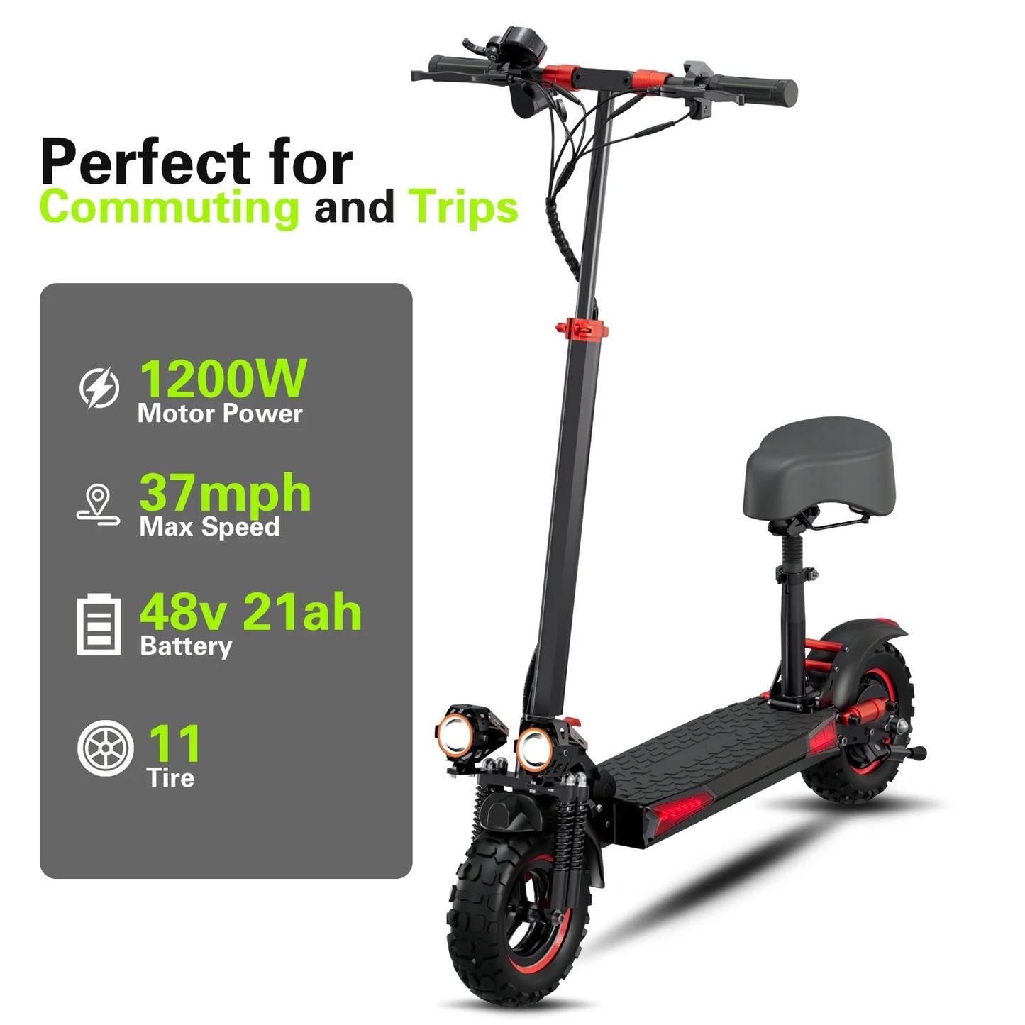 FREEBOY J11 PLUS Adult Electric Scooter 1200W Motor 48V 21Ah Battery Folding E-Scooter 11 Fat Tire E-Mountain Scooter
