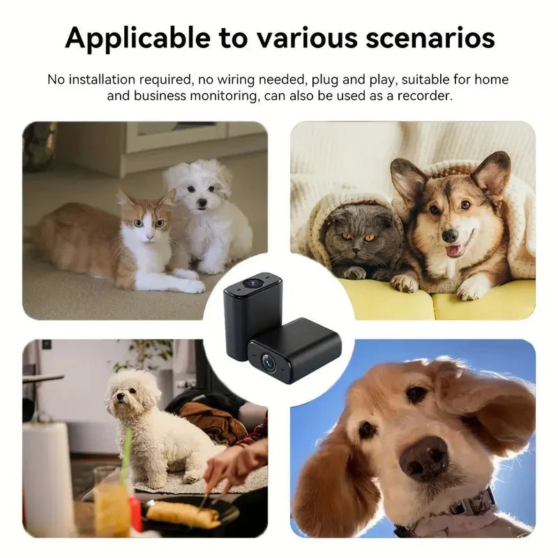 Indoor Wireless Security Camera (Mini) – Night Vision, Motion Detection, 2.4GHz WiFi, Pet/Vehicle Monitoring, Easy USB Setup