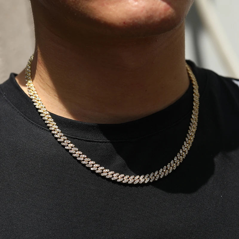 6mm-8mm High Quality Unisex Miami Moissanite Cuban Chain Necklace S925 Silver For Men Hip Hop Jewelry