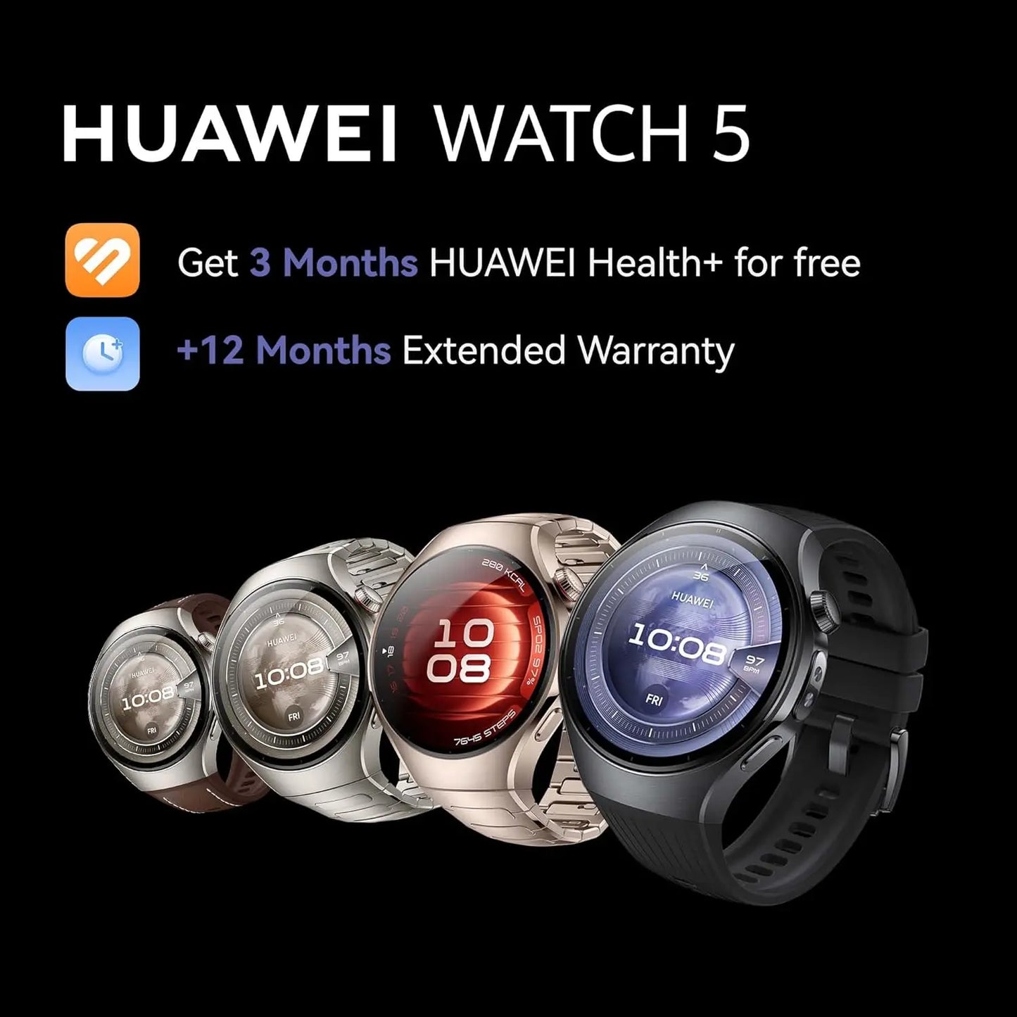 HUAWEI WATCH 5, 46mm Smartwatch, Multi-sensing X-TAP, Health MOT, Real-Time Fingertip Blood Oxygen, up to 11 Days Battery Life,