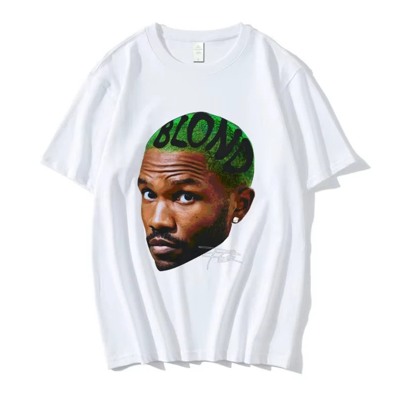 Rapper Frank Retro Graphic T Shirt Men's Hip Hop Ocean Album Clothing T-Shirts Y2k Unisex Blond Fashion Oversized Cotton T-shirt
