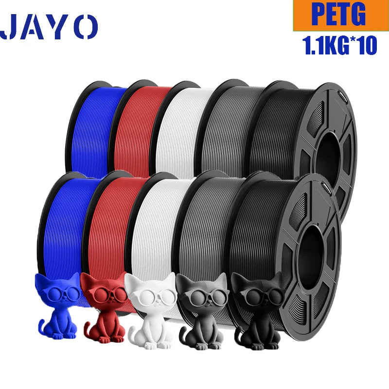 JAYO 10Rolls petg Filament 175mm 3d printing no bubbles no drawing smooth multiple colors optional for 3D printing 1.1kg/1roll