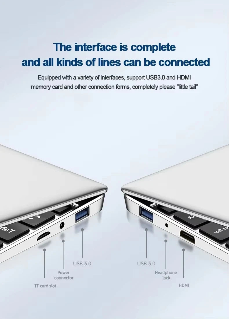 Erilles Intel Atom A3950 Laptop Windows 11 Pro 12GB RAM 1TB SSD