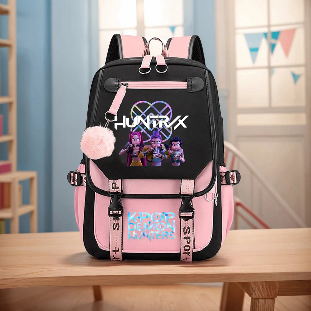 KPop Demon Hunters Backpack Demon Slayer Backpack Up To 20L Durable Waterproof Travel Backpack For Boys Girl Fan Peripheral Gift