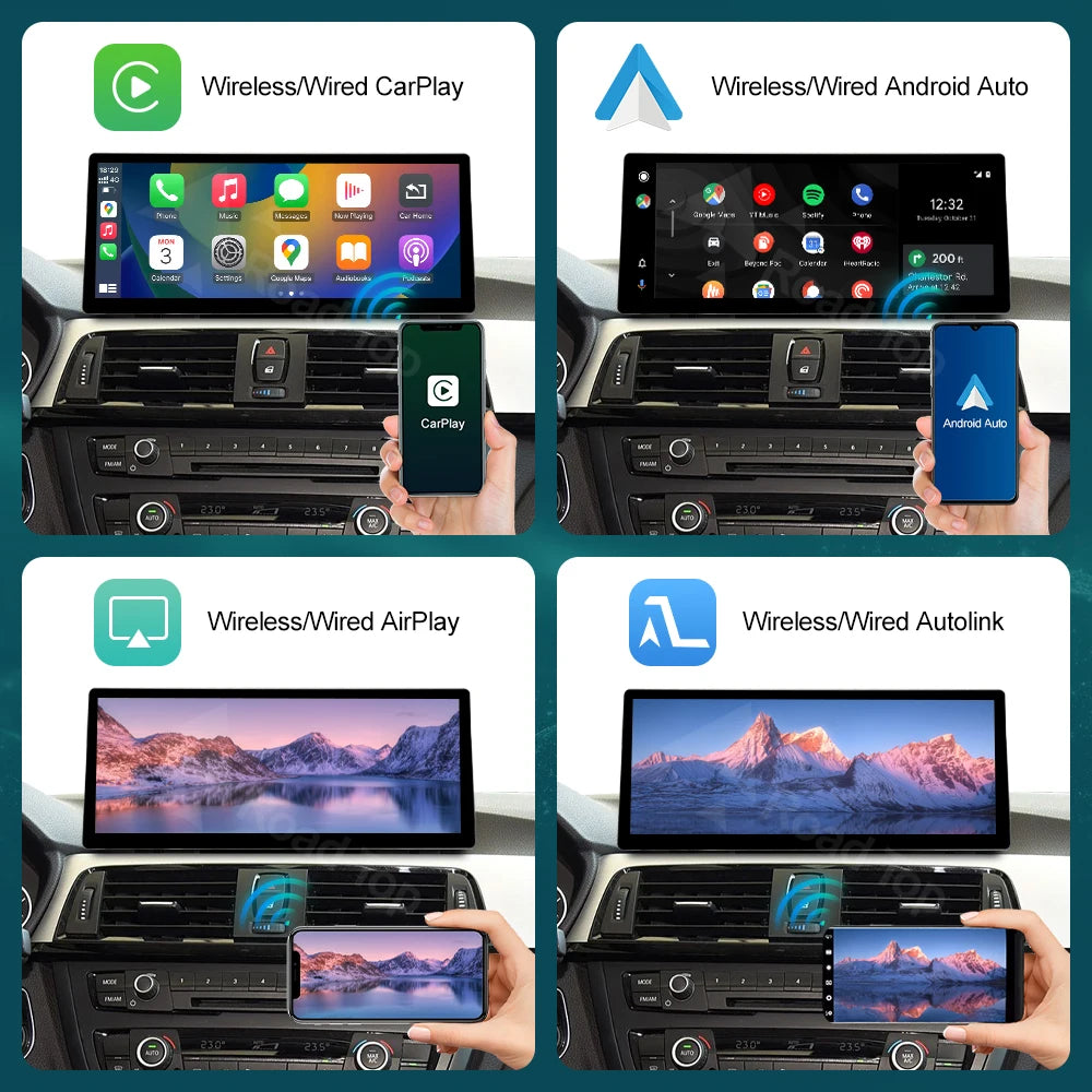 12.3''  Wireless CarPlay Android Auto Multimedia Display Screen For BMW Series 3 4 F30 F31 F32 F33 F34 F36 2012-2019