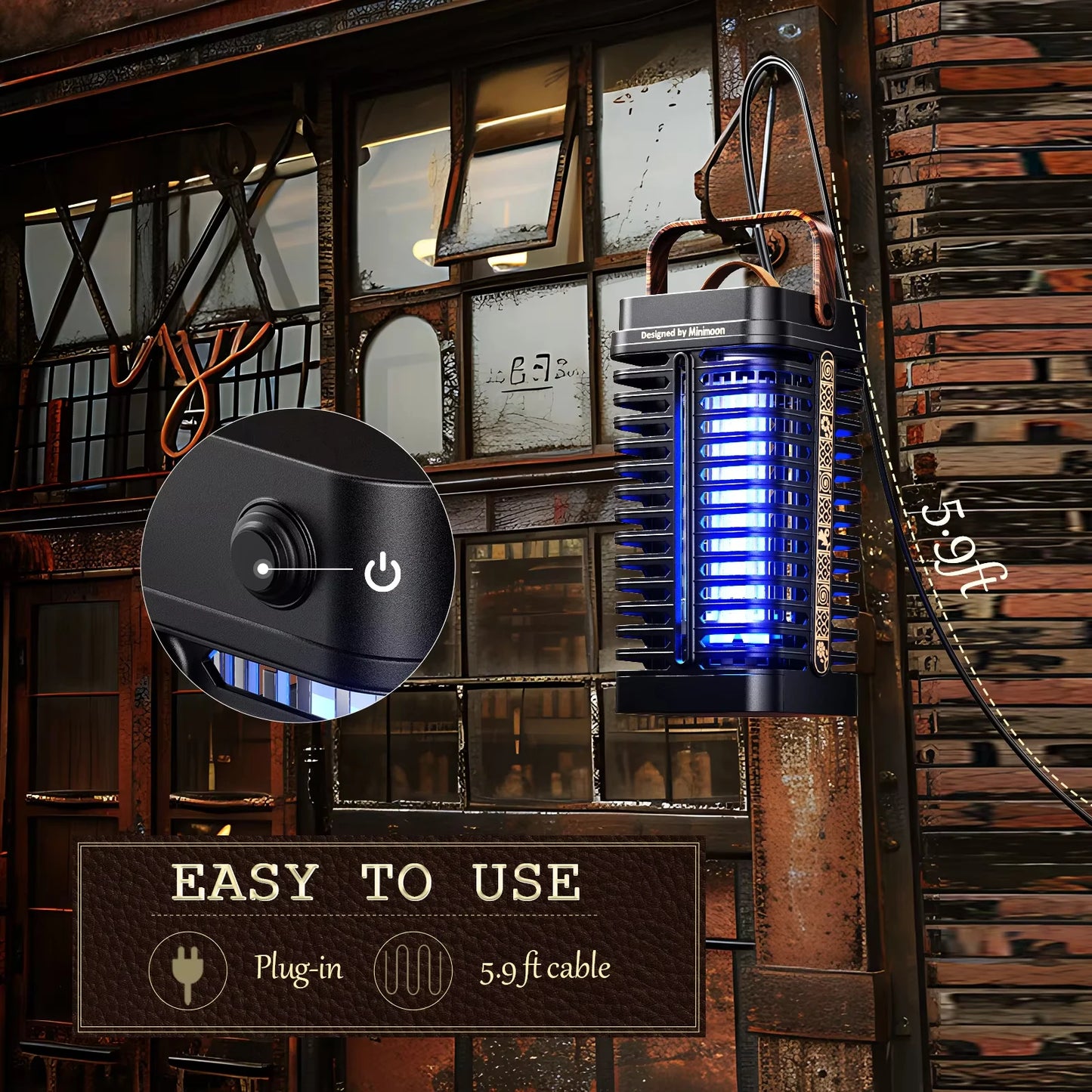 Minimoon Bug Zapper Outdoor 4200V High-Voltage Mosquito Zapper 15w Fly Zapper Fly Traps Mosquito Trap for Home Patio Courtyard