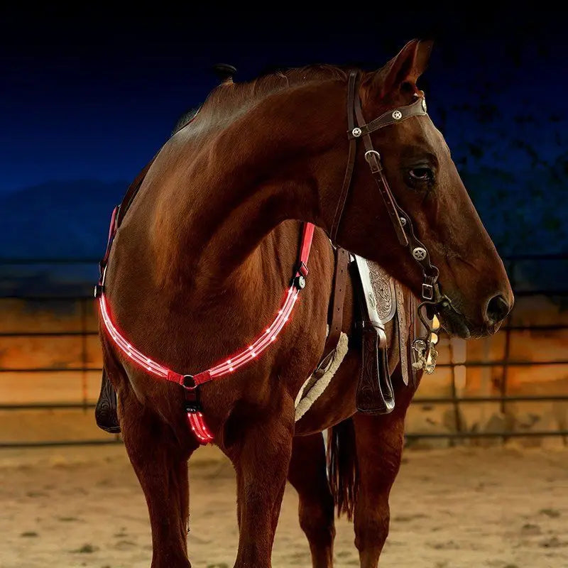USB Rechargable Horse Breastplate Harness Nylon Night Three Charging Wires Riding Equipment Outdoor Visible At Night