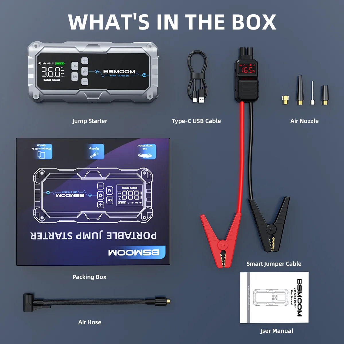 ZUKAKA 26800mAh Jump Starter With Air Compressor And Booster