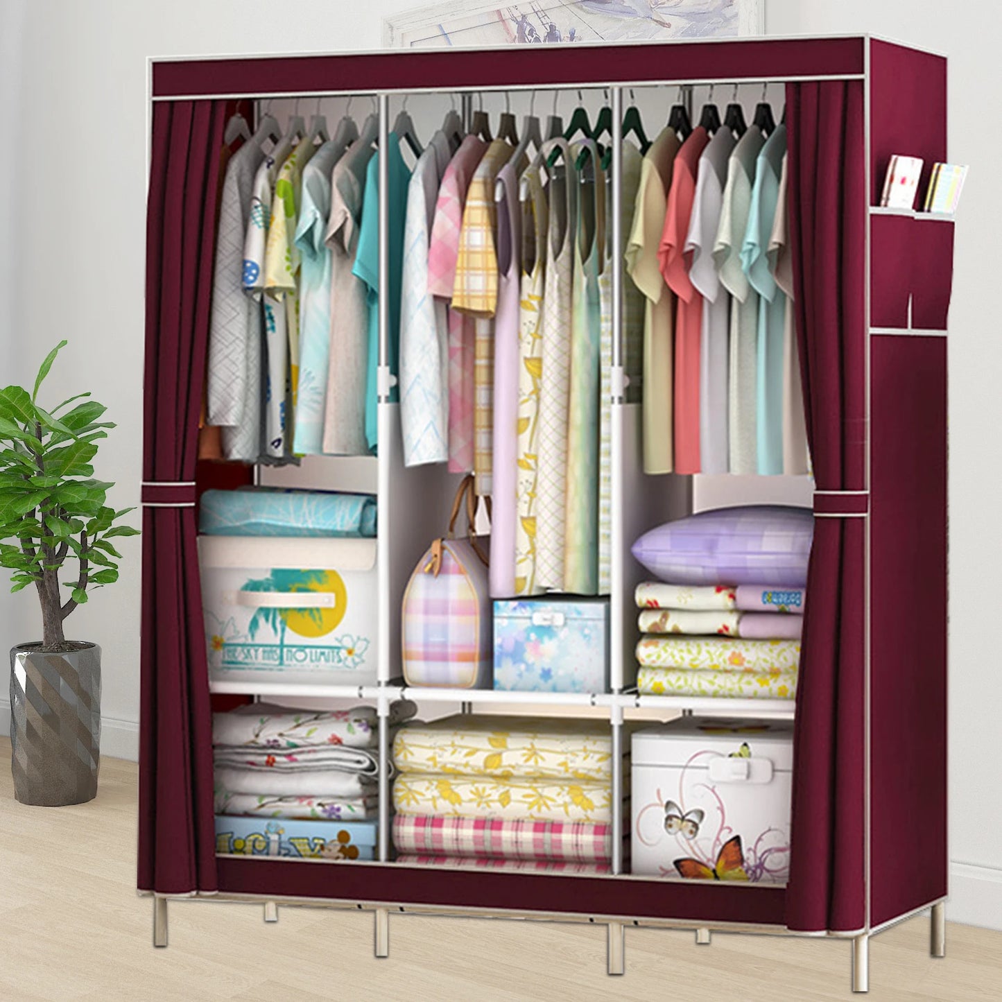 Folded Closet Wardrobe Organizer Storage Rack Dustproof Nonwoven Fabric
