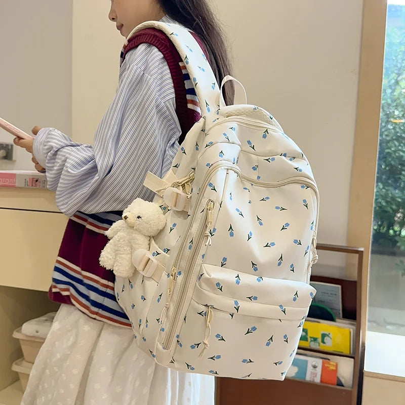 Cute Backpack Girls Fashion School Bag Large Capacity Student School Bag Portable Travel Storage Bag for Kids Beach Bag
