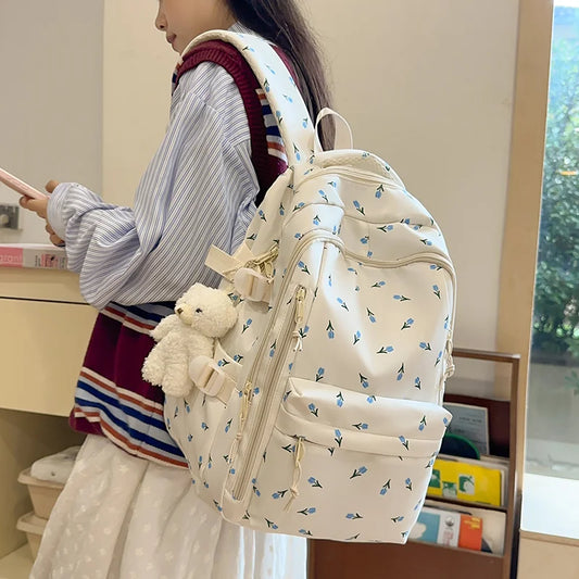 Cute Backpack Girls Fashion School Bag Large Capacity Student School Bag Portable Travel Storage Bag for Kids Beach Bag