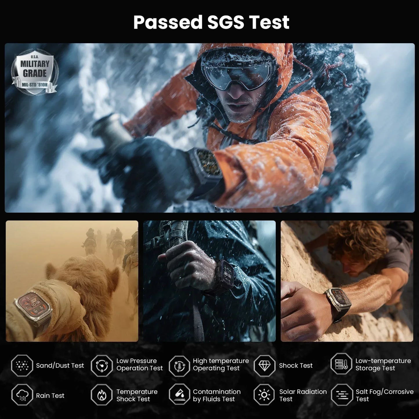 KOSPET Tank M4 Smart Watch Stainless Steel 6-Sat GPS Offline Maps 10ATM Waterproof 45M Dive 24/7 Health Monitor for Android iOS