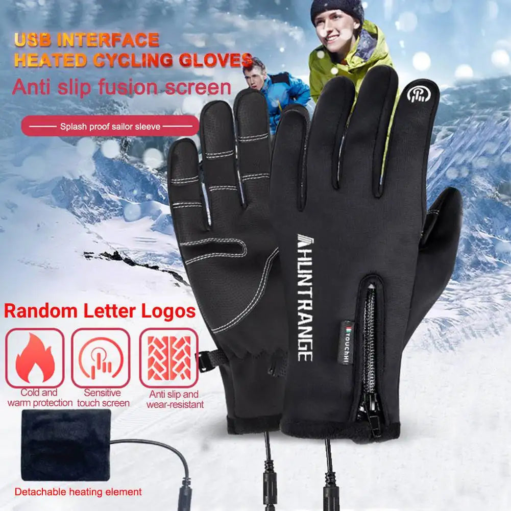 USB Touch Screen Gloves Electric Heated Hand Warmer Winter Warm Heated Motorcycle Gloves for Cycling Running Driving Hiking Walk