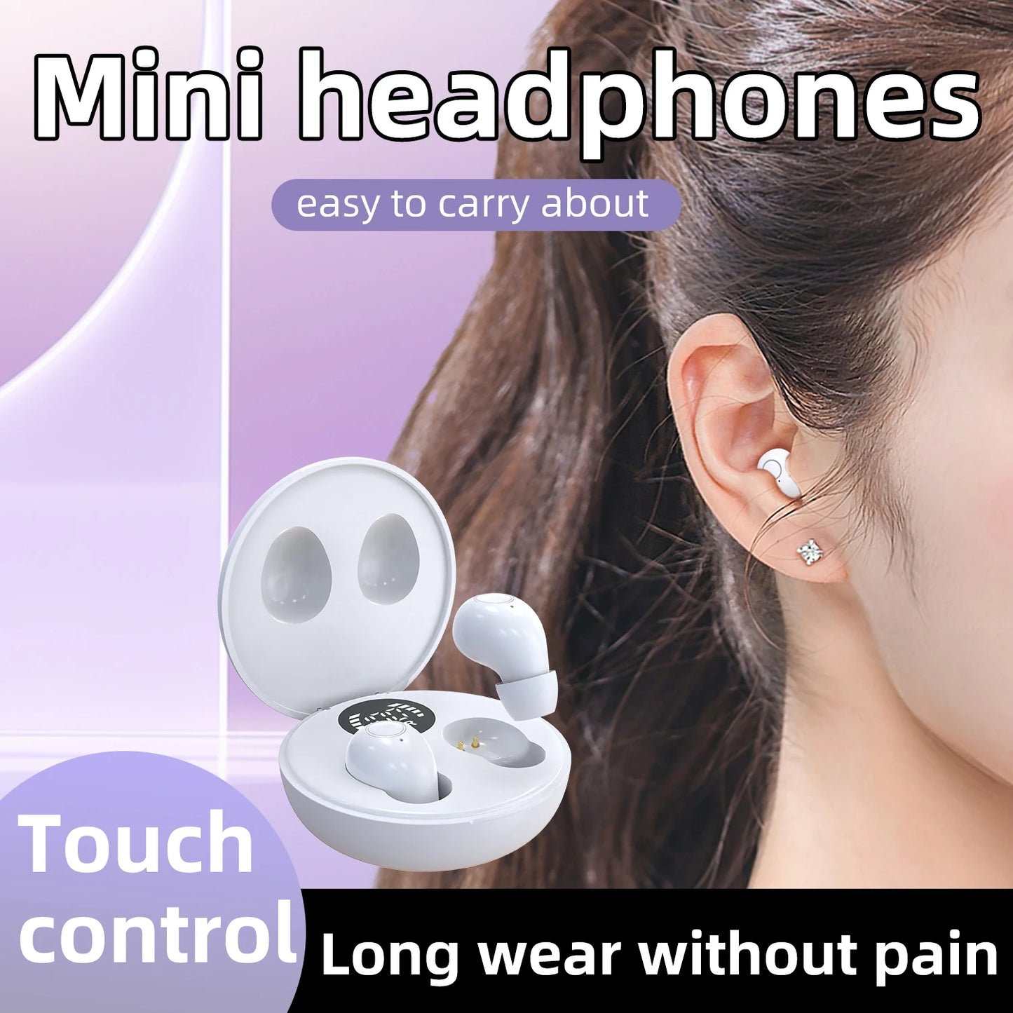 SK Mini headphones 5.4 wireless bluetooth headset small sleeping sports invisible earbuds HD HIFI bass sound quality earphones