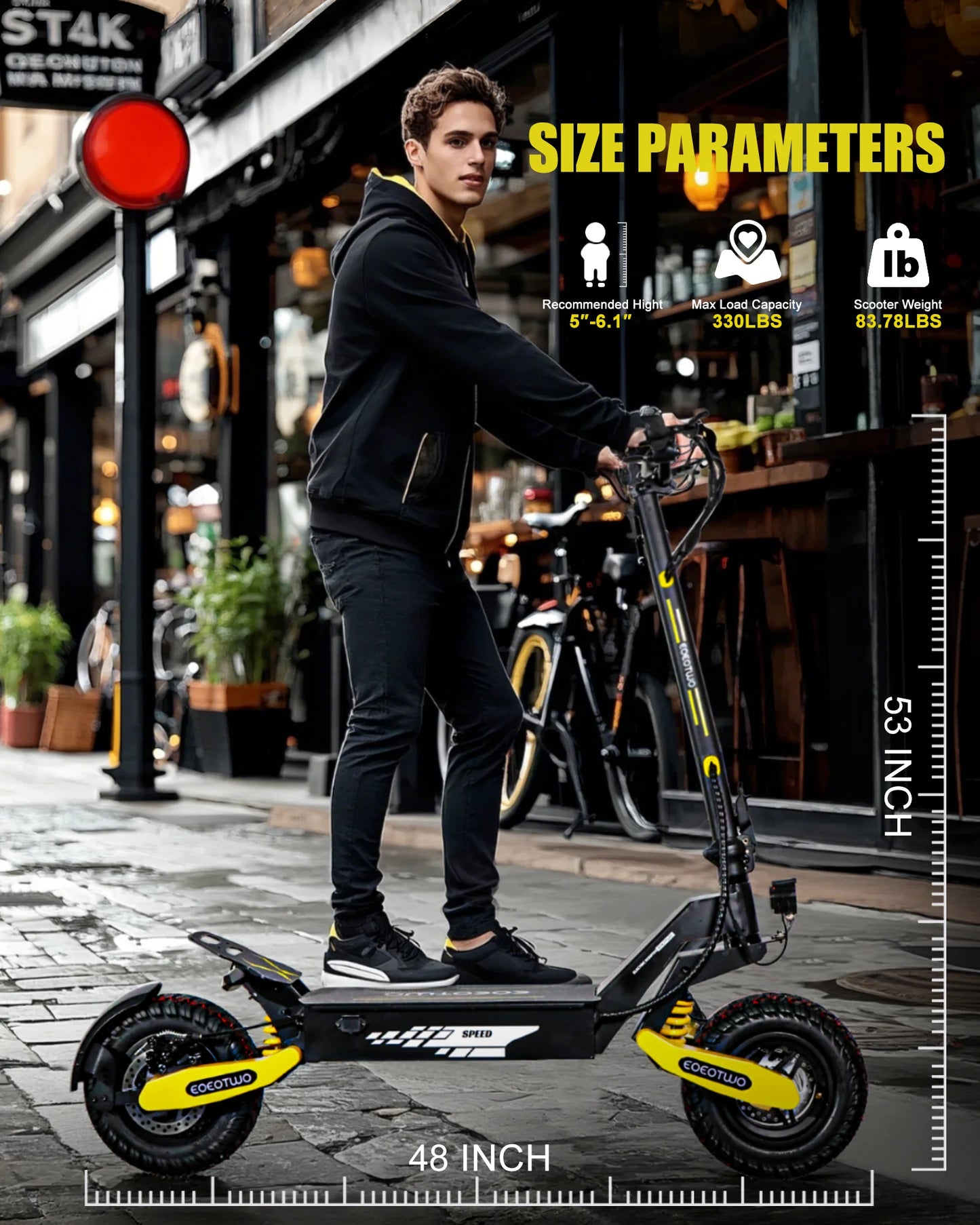 Electric Scooter Adults 1200W Motor 48V13/23AH Lithium Battery E Scooters Dual Spring Absorbers 11'' Off-Road Tires Scooter