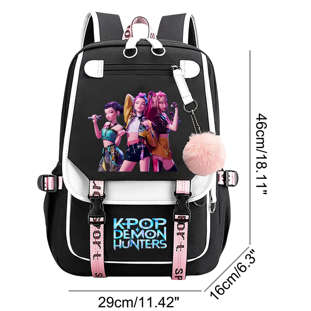 KPop Demon Hunters Backpack Demon Slayer Backpack Up To 20L Durable Waterproof Travel Backpack For Boys Girl Fan Peripheral Gift