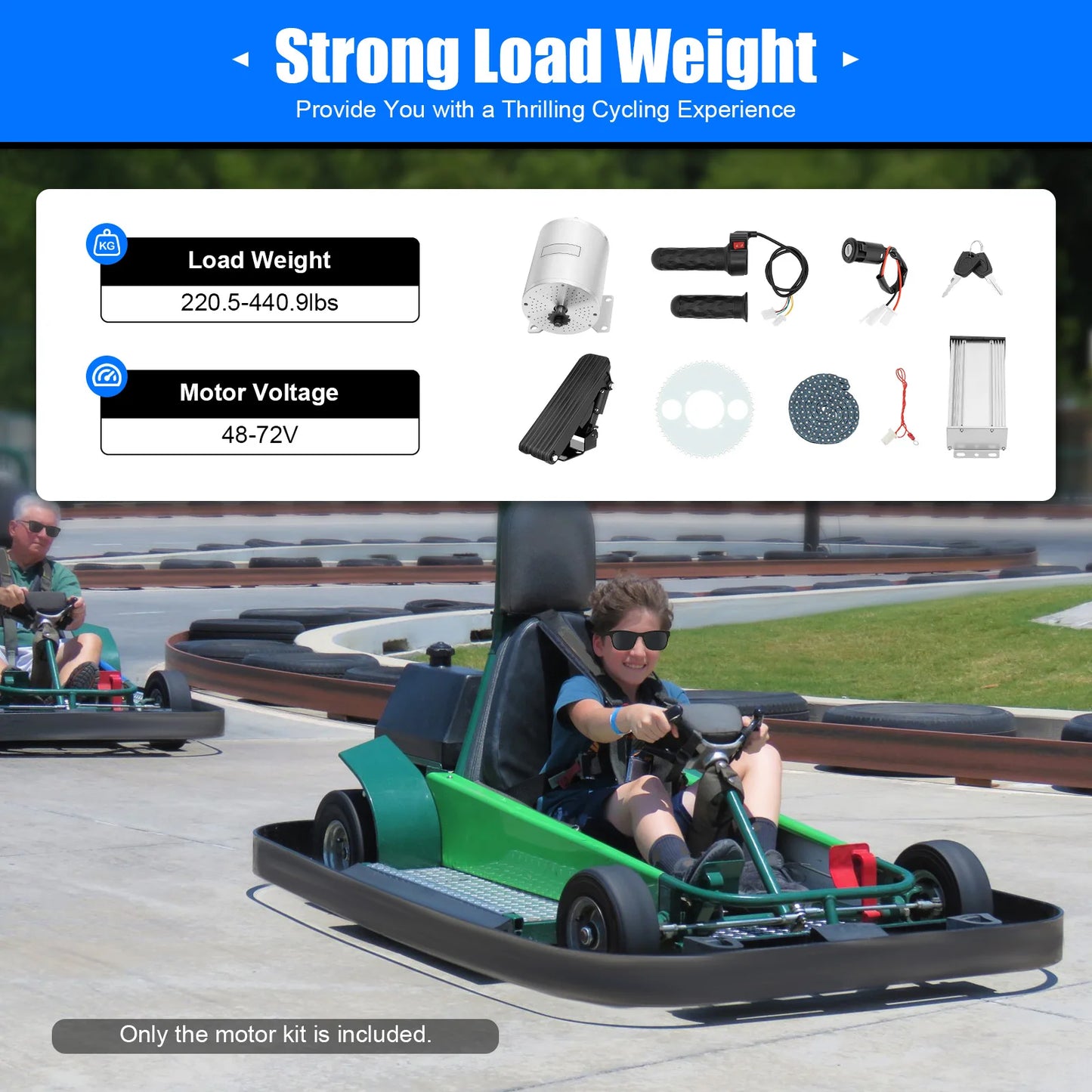 48-72V 3KW Brushless Motor Kit Silver Motor Conversion Electric Motorcycle Kart Motor DIY Kit for Scooters, Electric Motorcycle