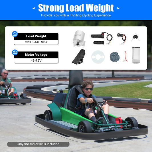 48-72V 3KW Brushless Motor Kit Silver Motor Conversion Electric Motorcycle Kart Motor DIY Kit for Scooters, Electric Motorcycle