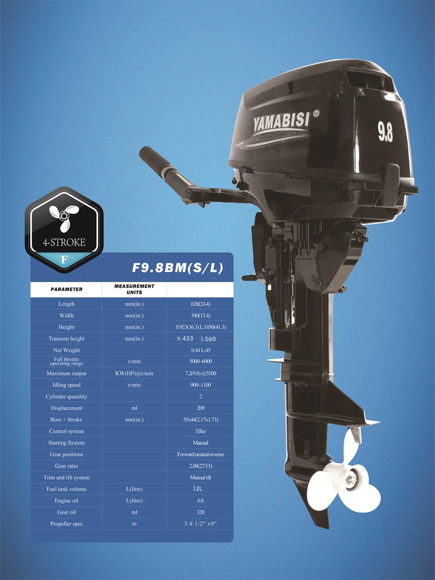 DDP Yamabisi 9.8 hp 4 Stroke Boat Motors Outboard Seadoo Motor 4 Tempos 9.8 HP Outboard Motor Boating Accessories Marine
