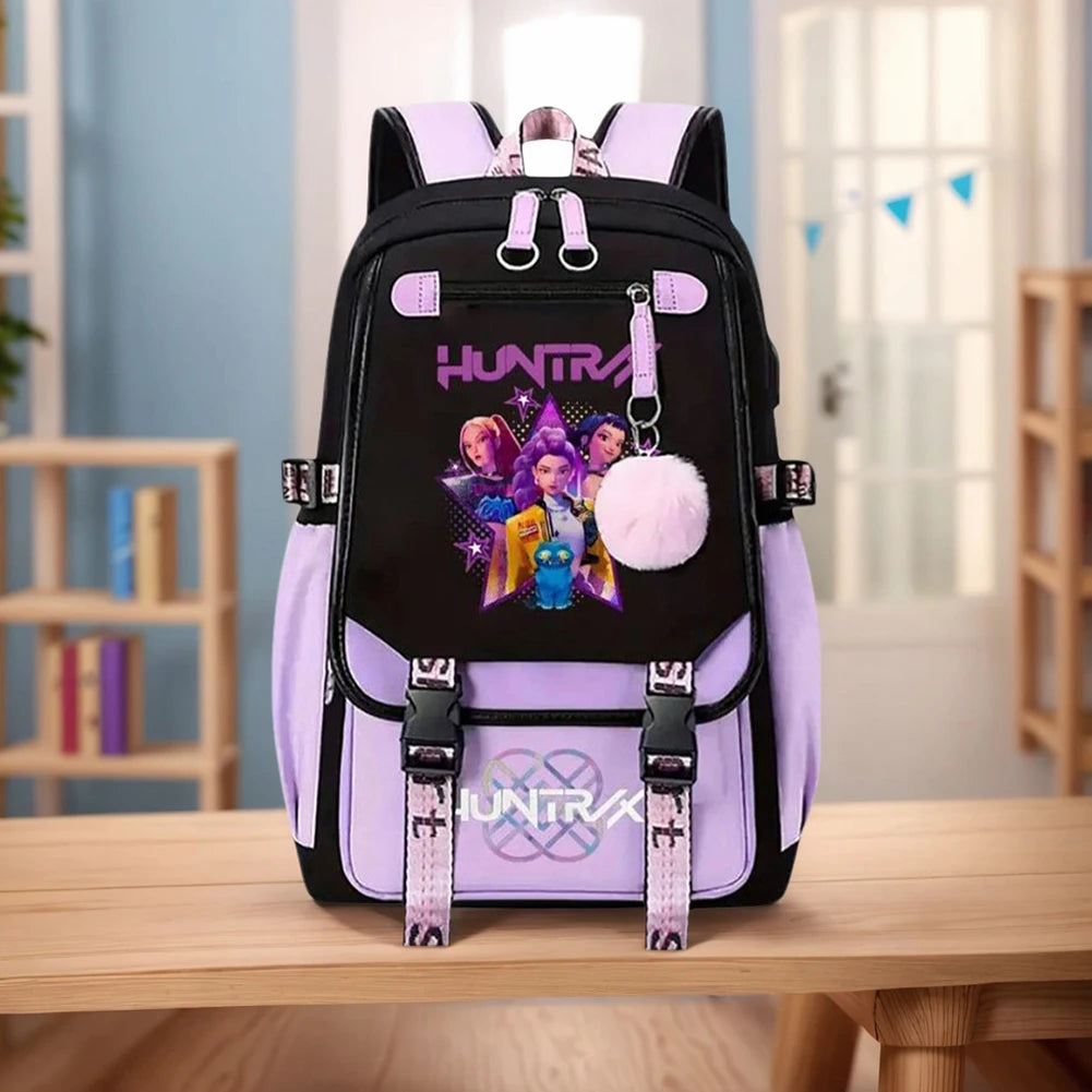 KPop Demon Hunters Backpack Demon Slayer Backpack Up To 20L Durable Waterproof Travel Backpack For Boys Girl Fan Peripheral Gift