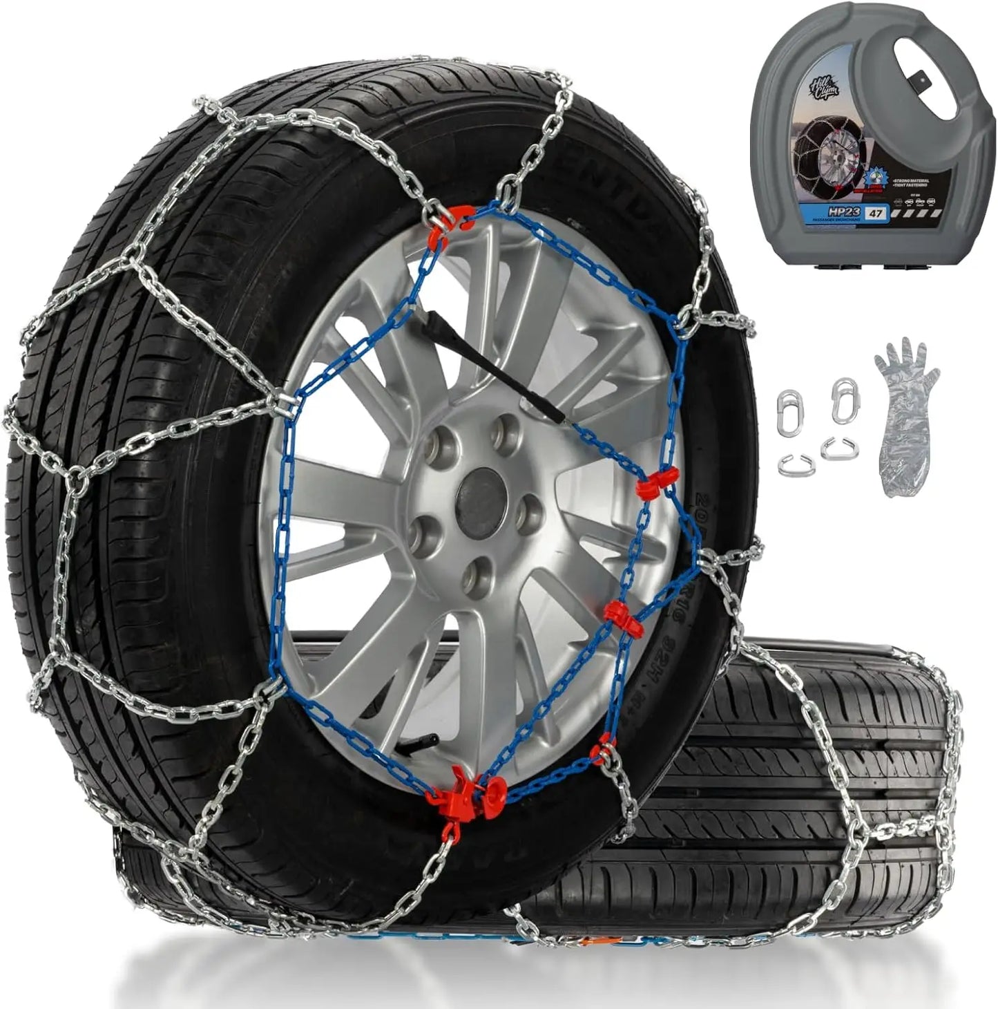 Heavy-Duty Snow Chains for Trucks & SUVs, Quick Fit & Reusable Traction Aid, Set of 2