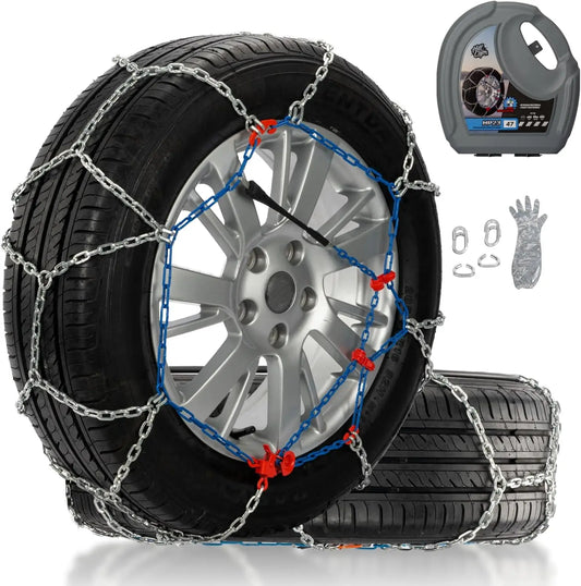 Heavy-Duty Snow Chains for Trucks & SUVs, Quick Fit & Reusable Traction Aid, Set of 2