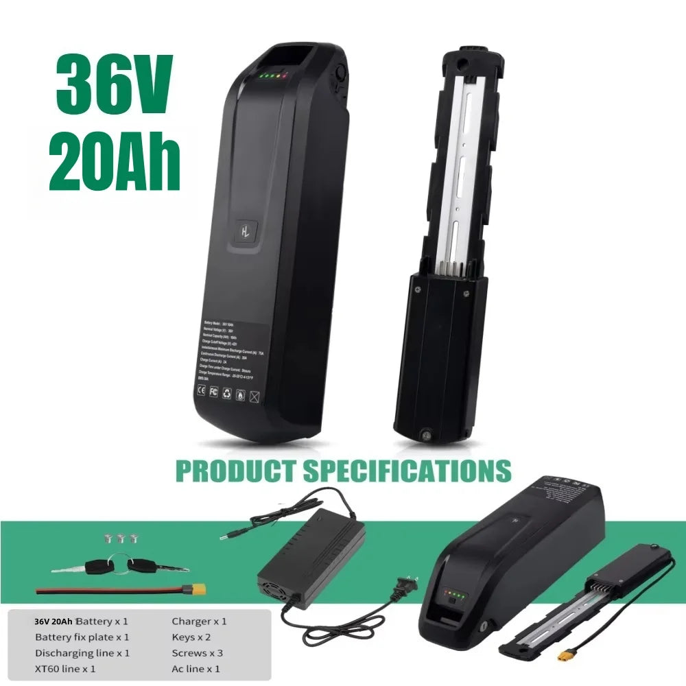 New Hailong EBike Battery 36V 48V 10Ah 15Ah 20Ah Mountain Bicycle 18650 Electric Bateria Pack for Bafang 1500W 1000W 750W 500W