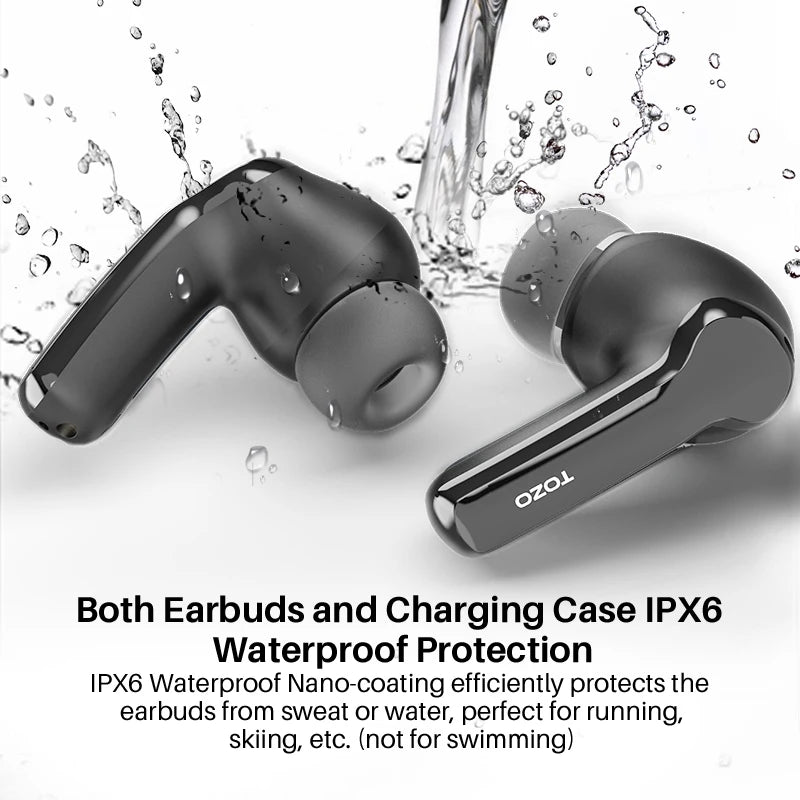 Refurbished TOZO NC2 ANC In Ear Earphones Wireless Earbuds With Mics Noise Cancelling 35dB HiFi Stereo Deep Bass Touch Control