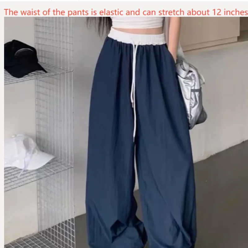 High Street Women's Wide Leg Pants Drawstring Y2K Gothic Hip Hop Lady's Cargo Pants Hotsweet Matching Female Trousers Summer New