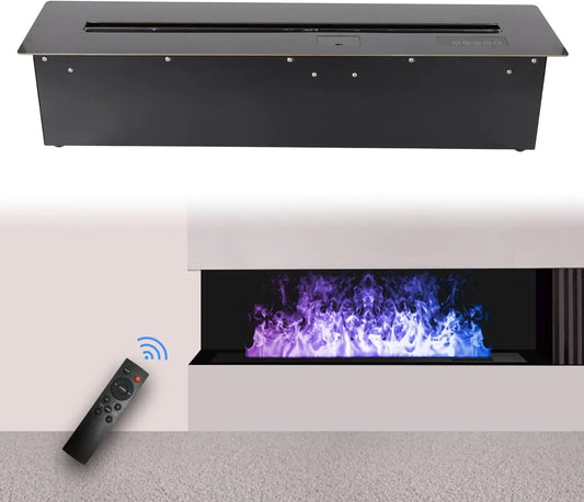 Electric Fireplace 3D Water Vapor Fireplace, Humidifier Realistic Flame Atomized Recessed Steam Fireplace Automatic Water Inlet/
