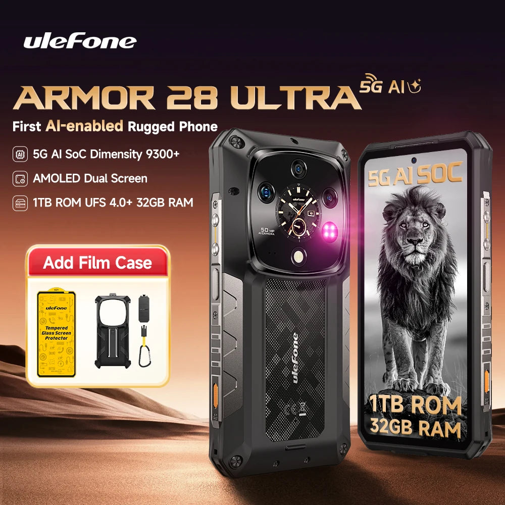【World Premiere】Ulefone Armor 28 Ultra 5G AI Rugged Phone 1TB ROM+32GB RAM Android Smartphone AMOLED 6.67" 10600mAh Mobile phone