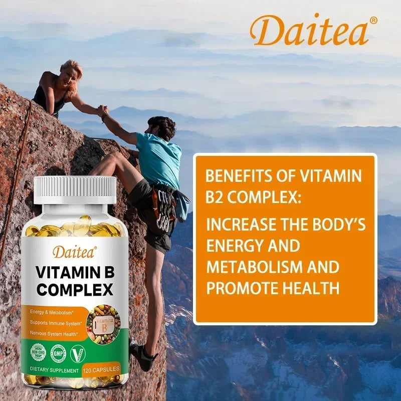 B Vitamin Supplements, Including Folic Acid and Biotin, To Support Heart and Nervous System Health, Energy Metabolism