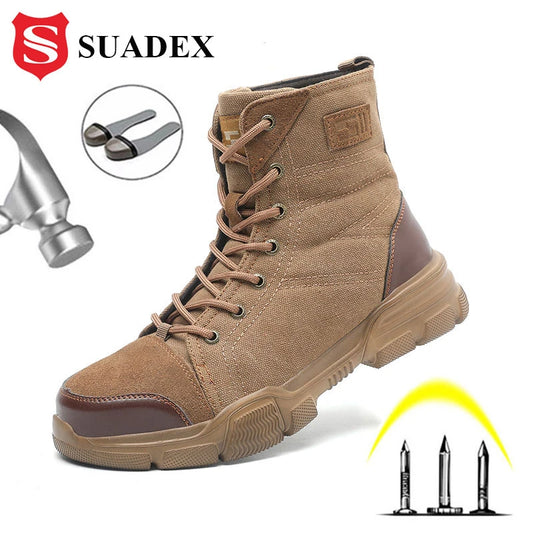 SUADEX Steel Toe Work Boots For Men Indestructible Safety Shoes