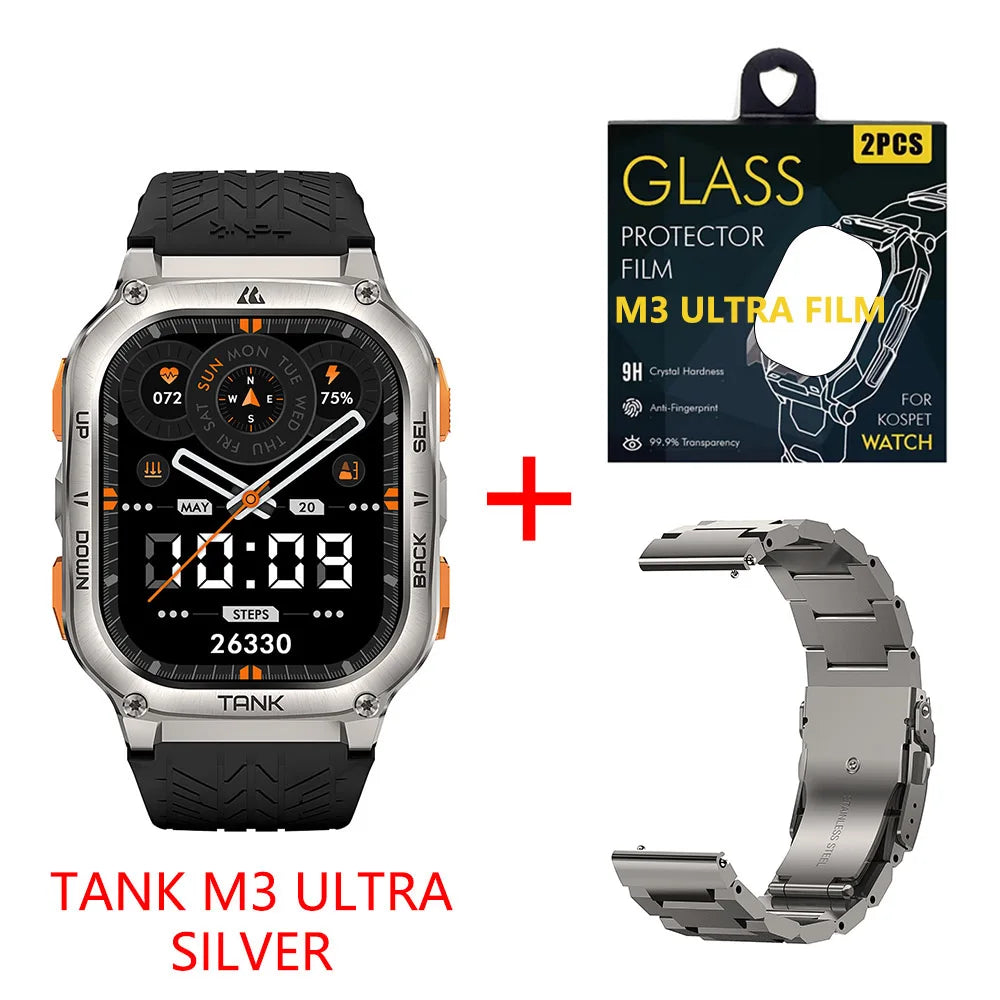 KOSPET TANK M3 Ultra GPS Smart Watch for Men 5ATM Waterproof Bluetooth Call Heart Rate Diving Skiing Hiking for Android iOS